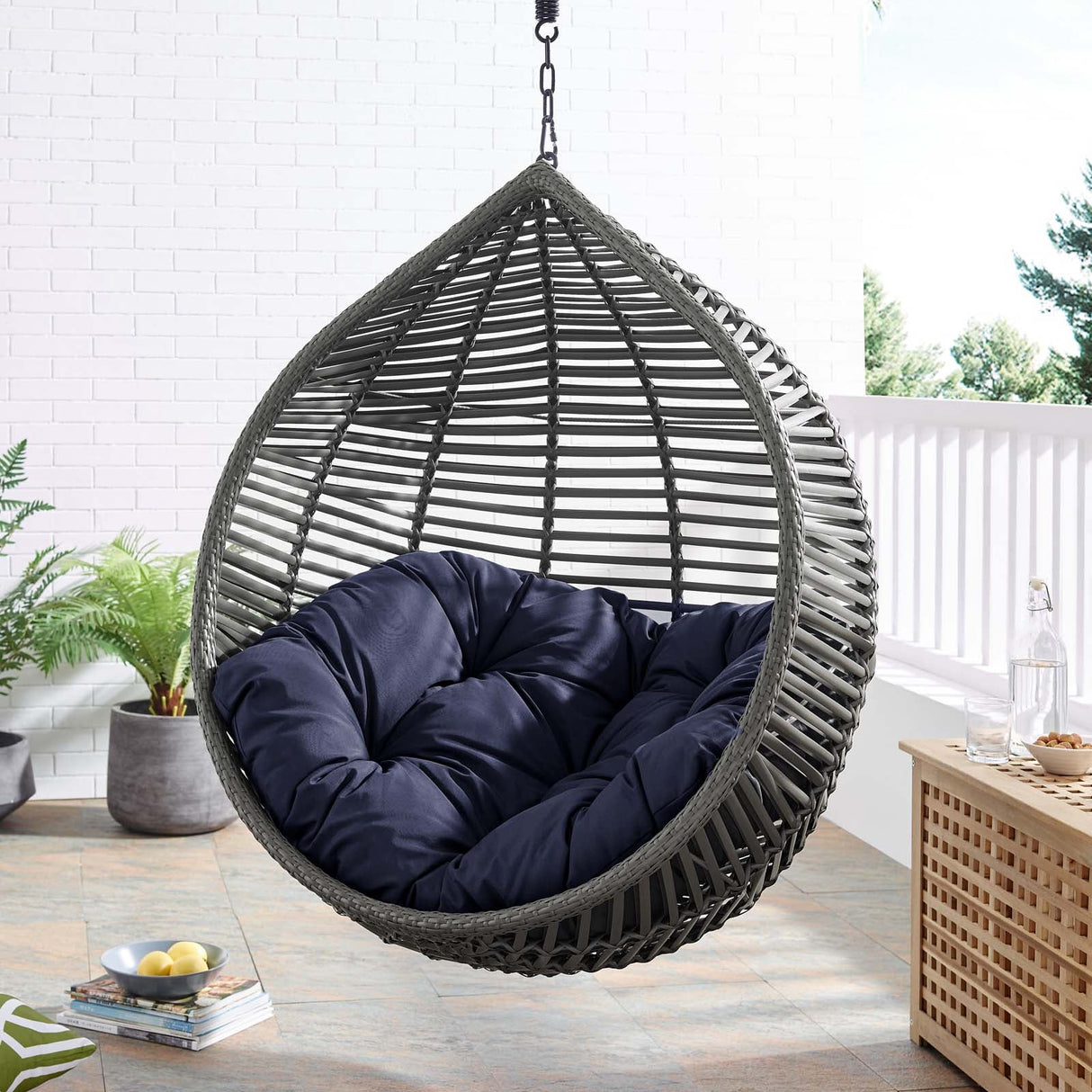 Garner Teardrop Outdoor Patio Swing Chair - Modern Boho & Weather-Resistant