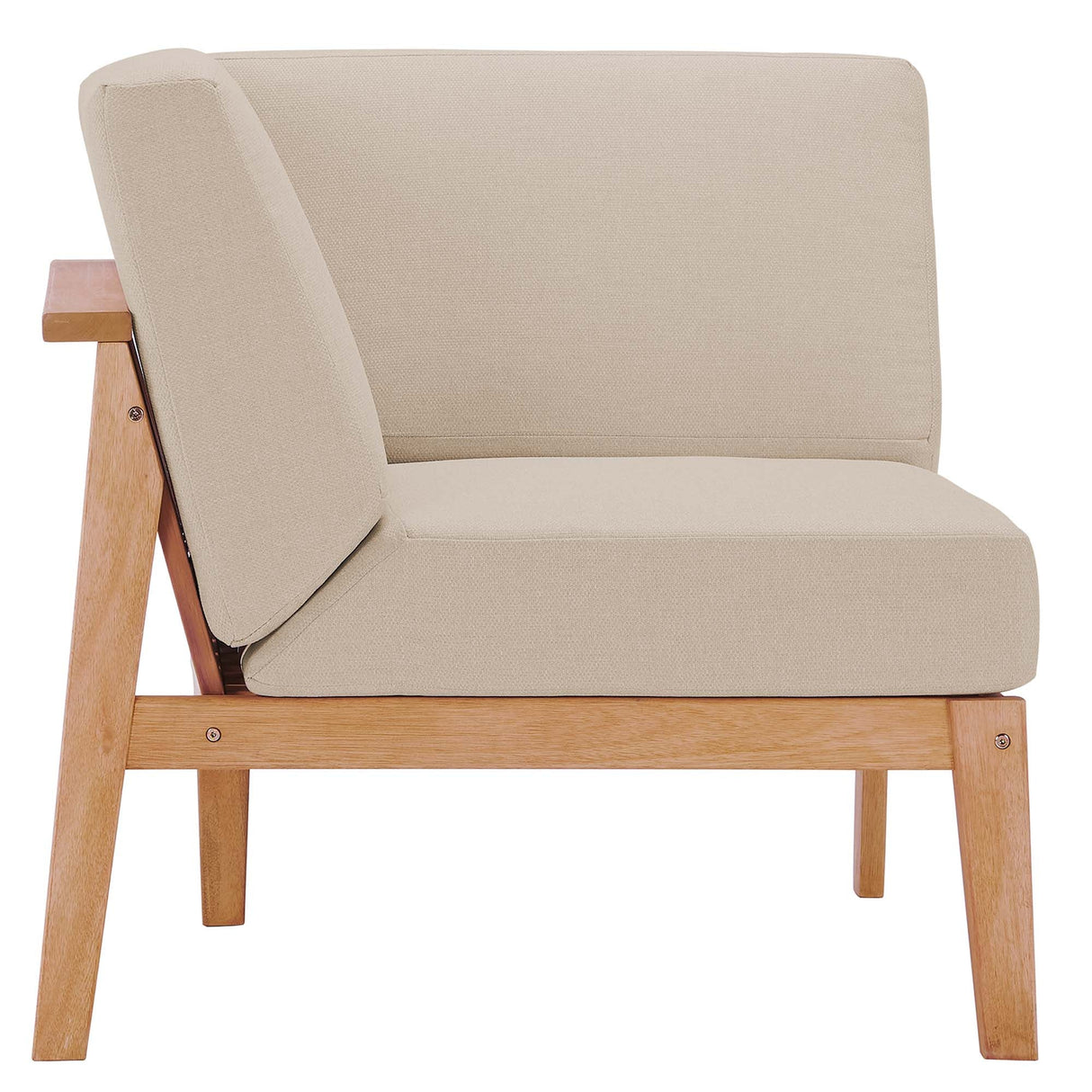 Sedona Outdoor Patio Eucalyptus Wood Sectional Sofa Corner Chair - Modern Coastal & Weather-Resistant