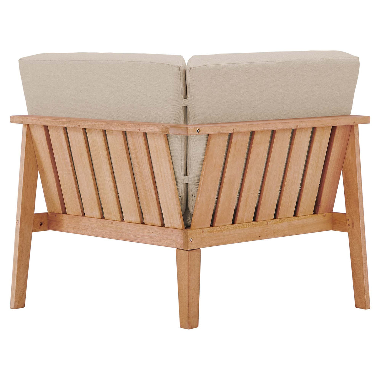 Sedona Outdoor Patio Eucalyptus Wood Sectional Sofa Corner Chair - Modern Coastal & Weather-Resistant