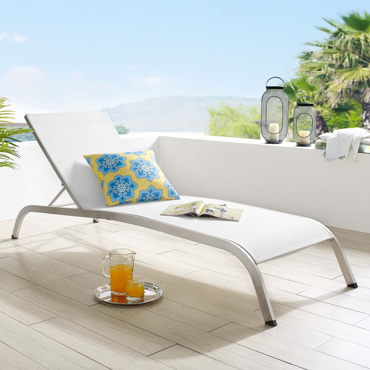 Savannah Mesh Chaise Outdoor Patio Aluminum Lounge Chair - Vintage Glamour & Weather-Resistant