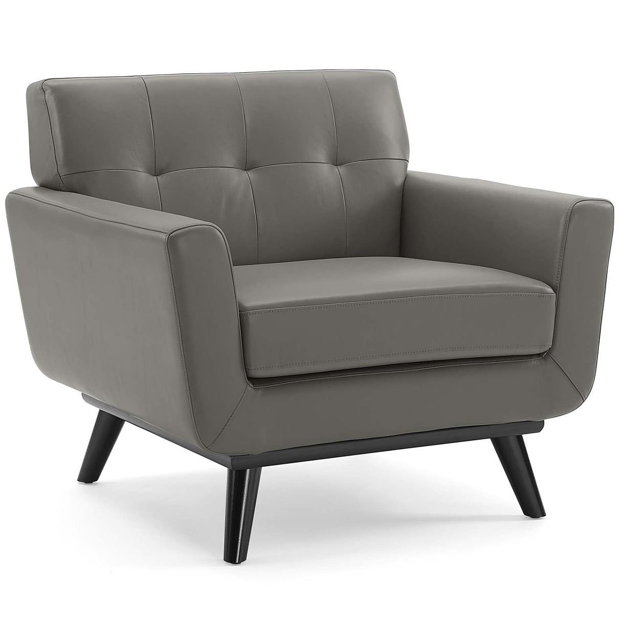 Engage Top-Grain Leather Living Room Lounge Accent Armchair - Mid-Century Modern & Top-Grain Leather