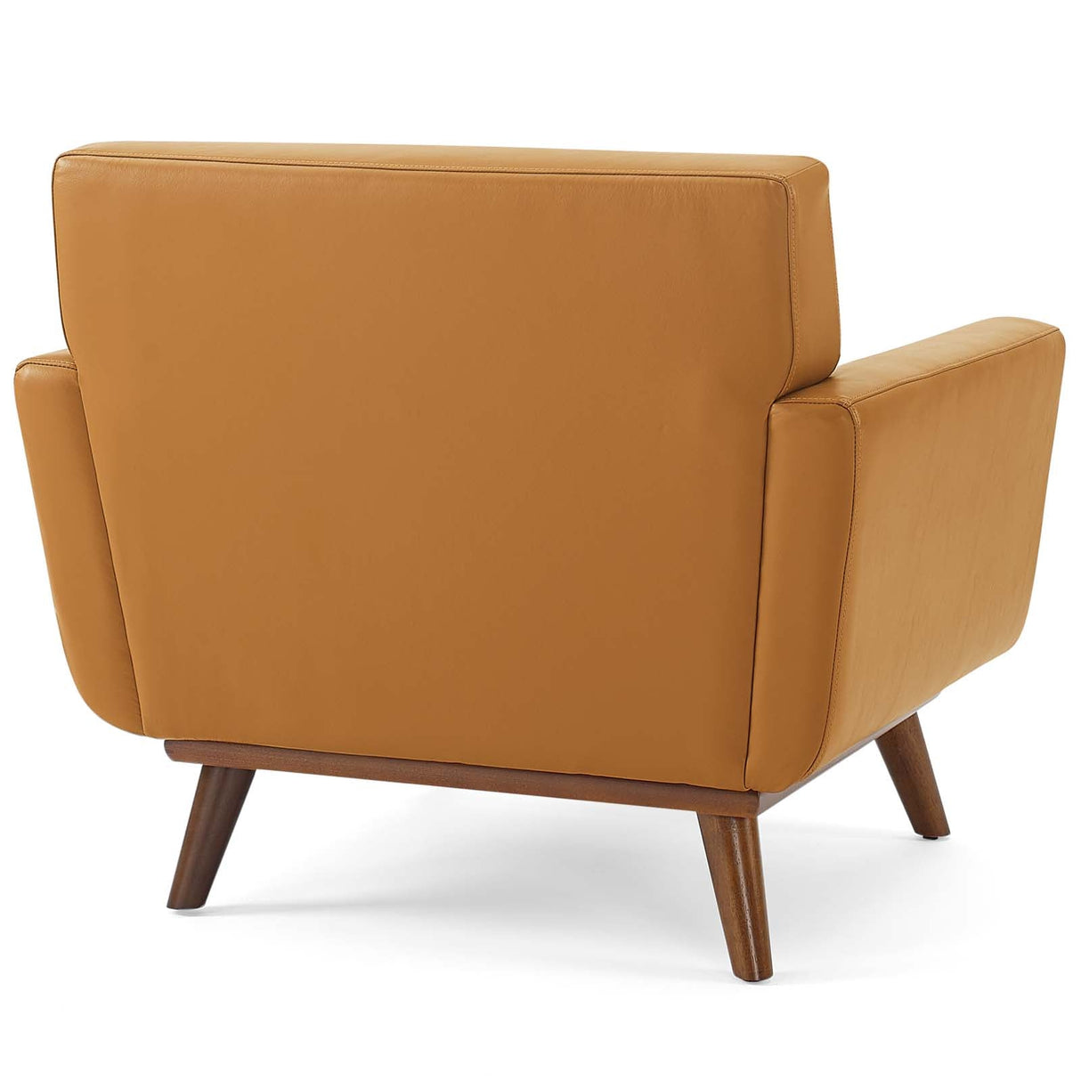 Engage Top-Grain Leather Living Room Lounge Accent Armchair - Mid-Century Modern & Top-Grain Leather