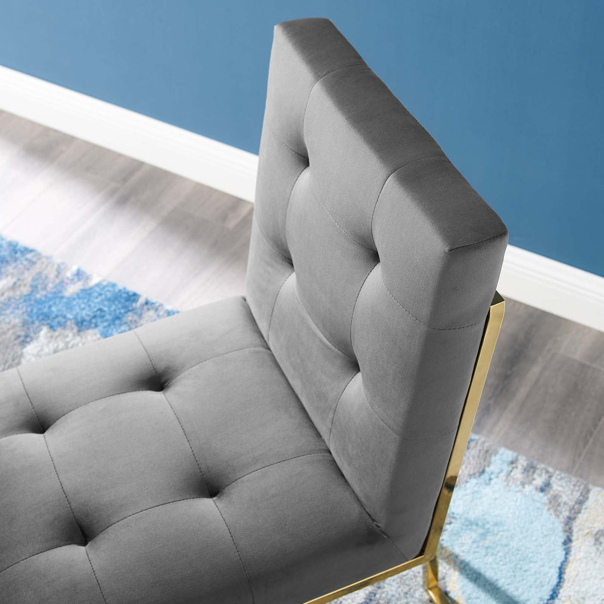 Privy Gold Stainless Steel Performance Velvet Dining Chair - Glam Deco & Stain-Resistant