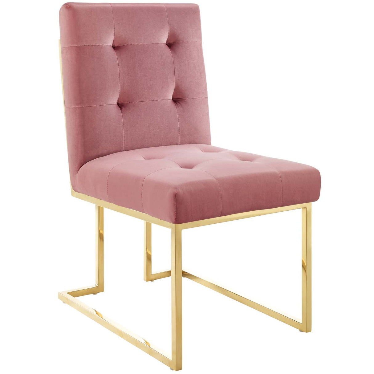 Privy Gold Stainless Steel Performance Velvet Dining Chair - Glam Deco & Stain-Resistant