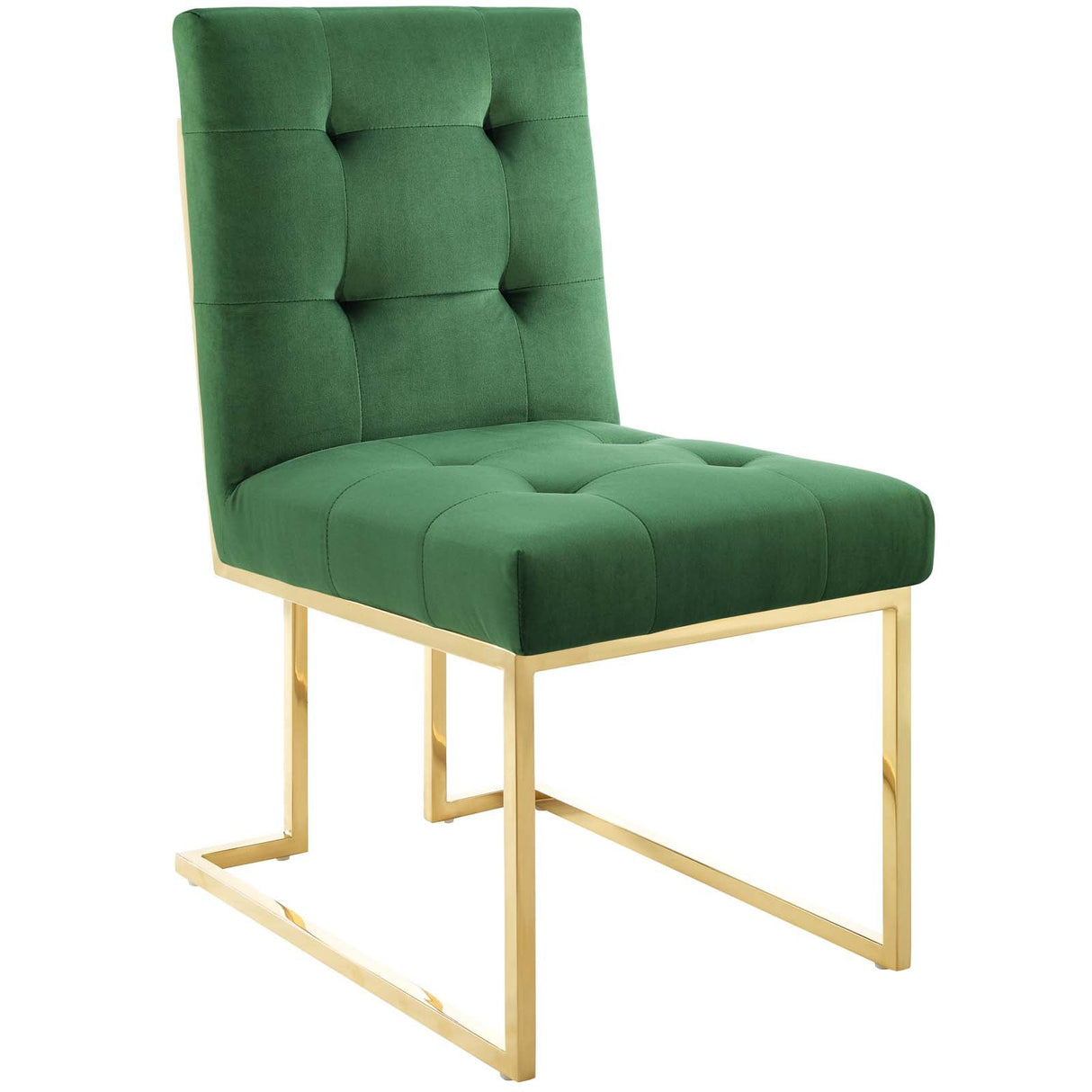 Privy Gold Stainless Steel Performance Velvet Dining Chair - Glam Deco & Stain-Resistant