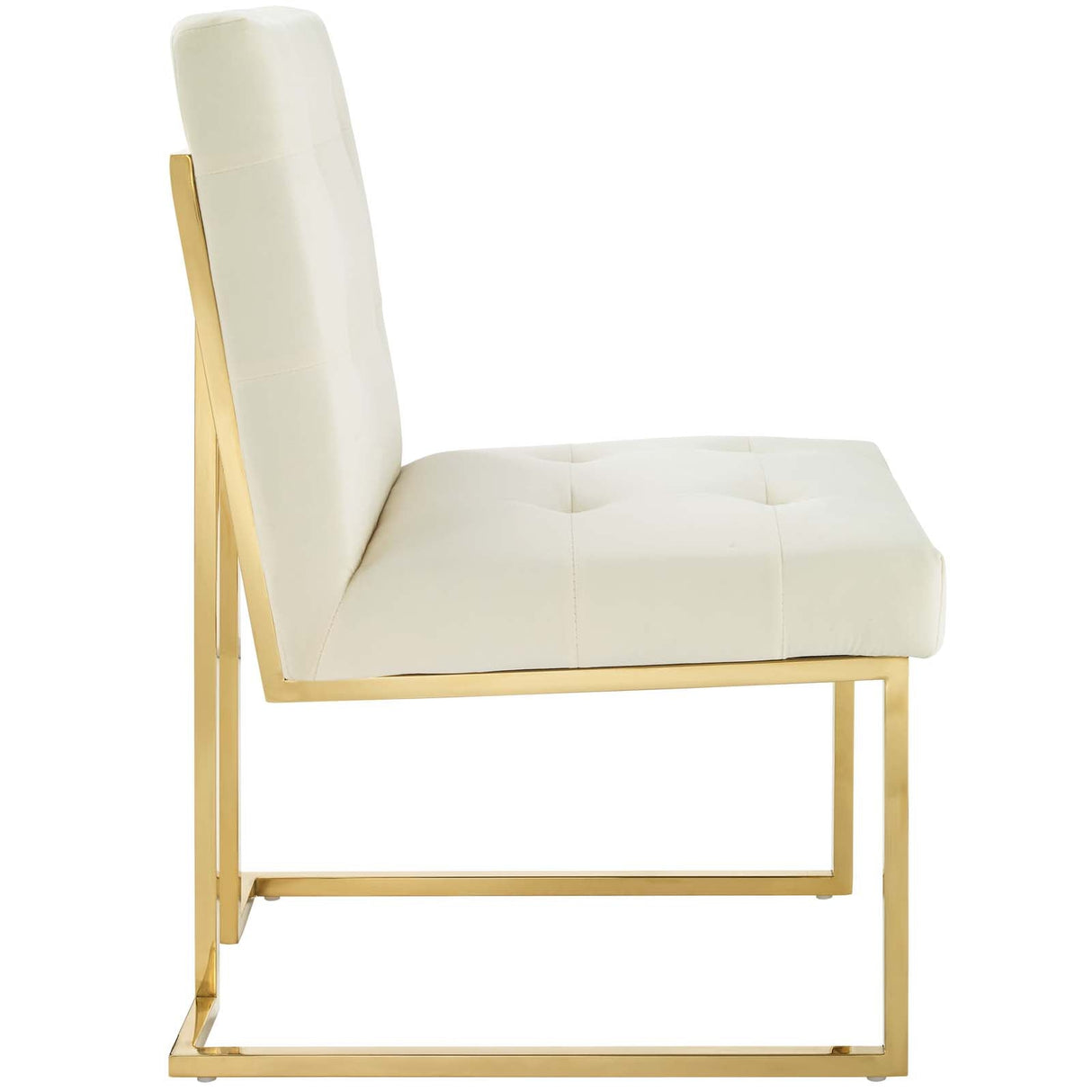 Privy Gold Stainless Steel Performance Velvet Dining Chair - Glam Deco & Stain-Resistant