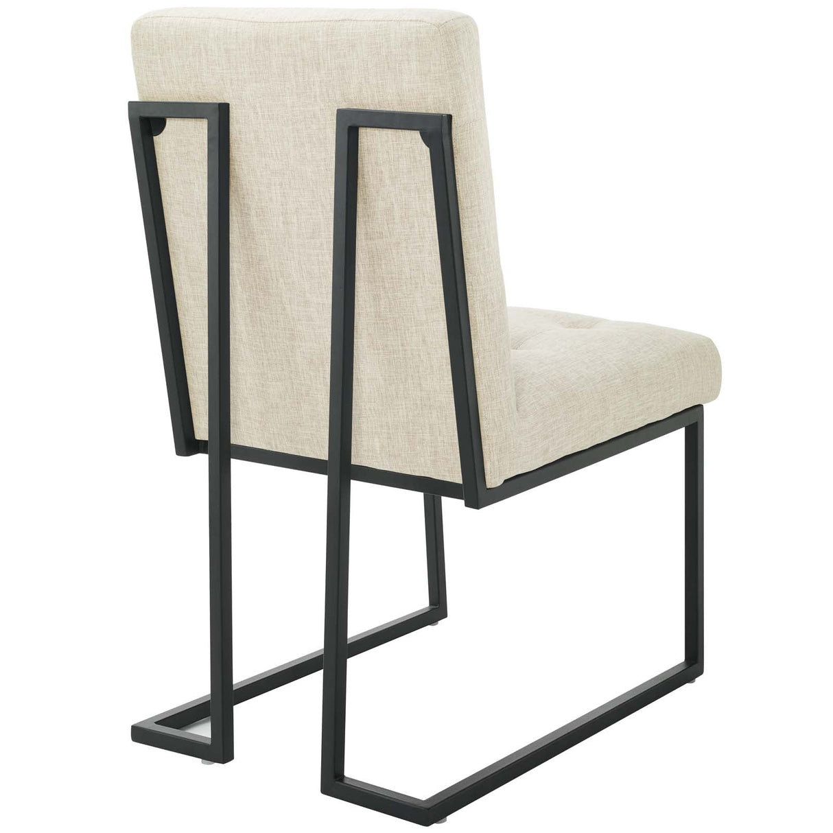 Privy Black Stainless Steel Upholstered Fabric Dining Chair - Glam Deco & Modern Kitchen Seating