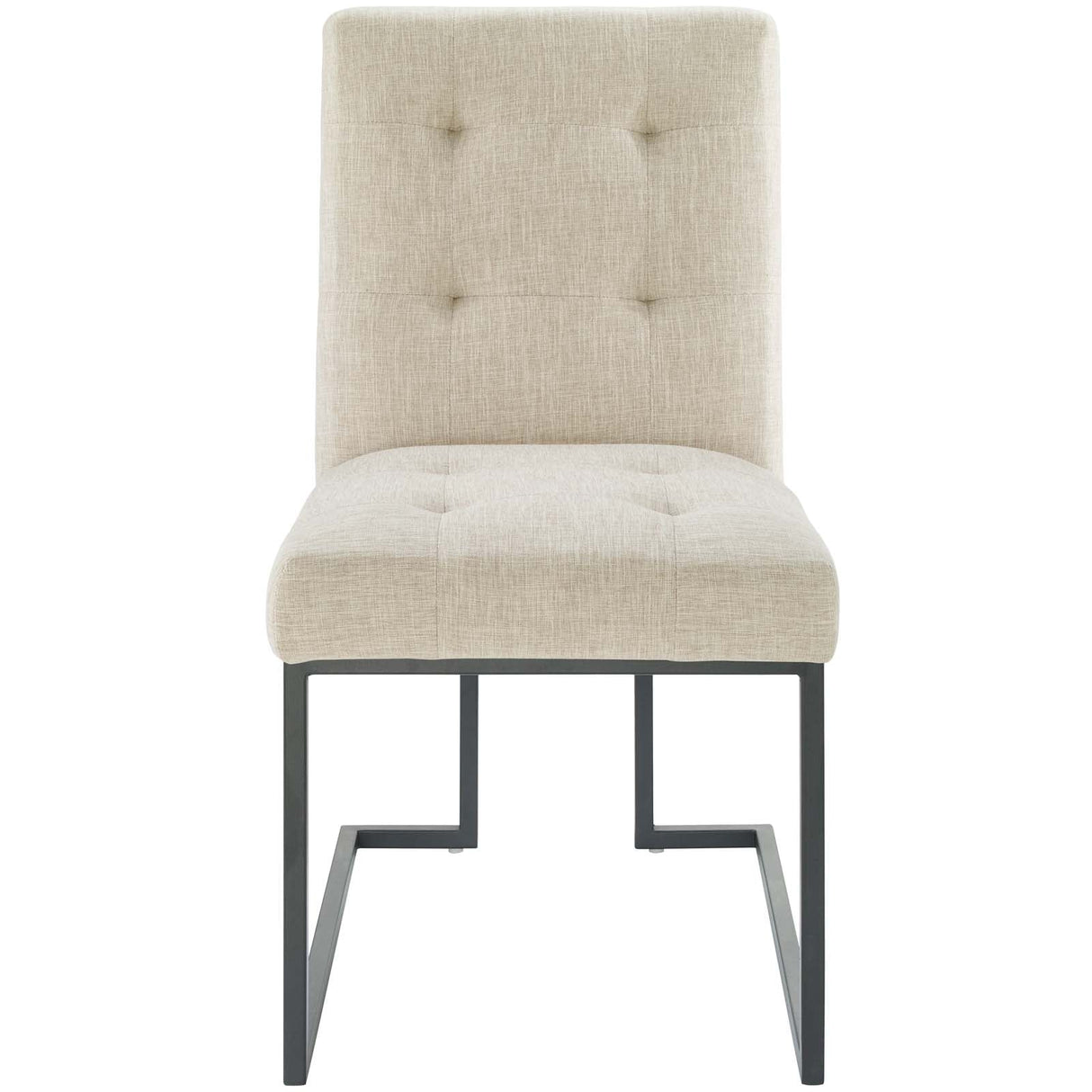 Privy Black Stainless Steel Upholstered Fabric Dining Chair - Glam Deco & Modern Kitchen Seating