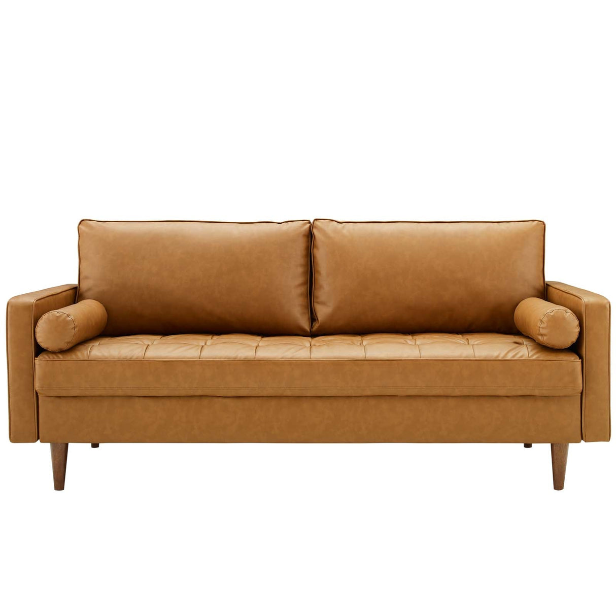 Valour Upholstered Faux Leather Sofa - Mid-Century Modern & Small Space Friendly