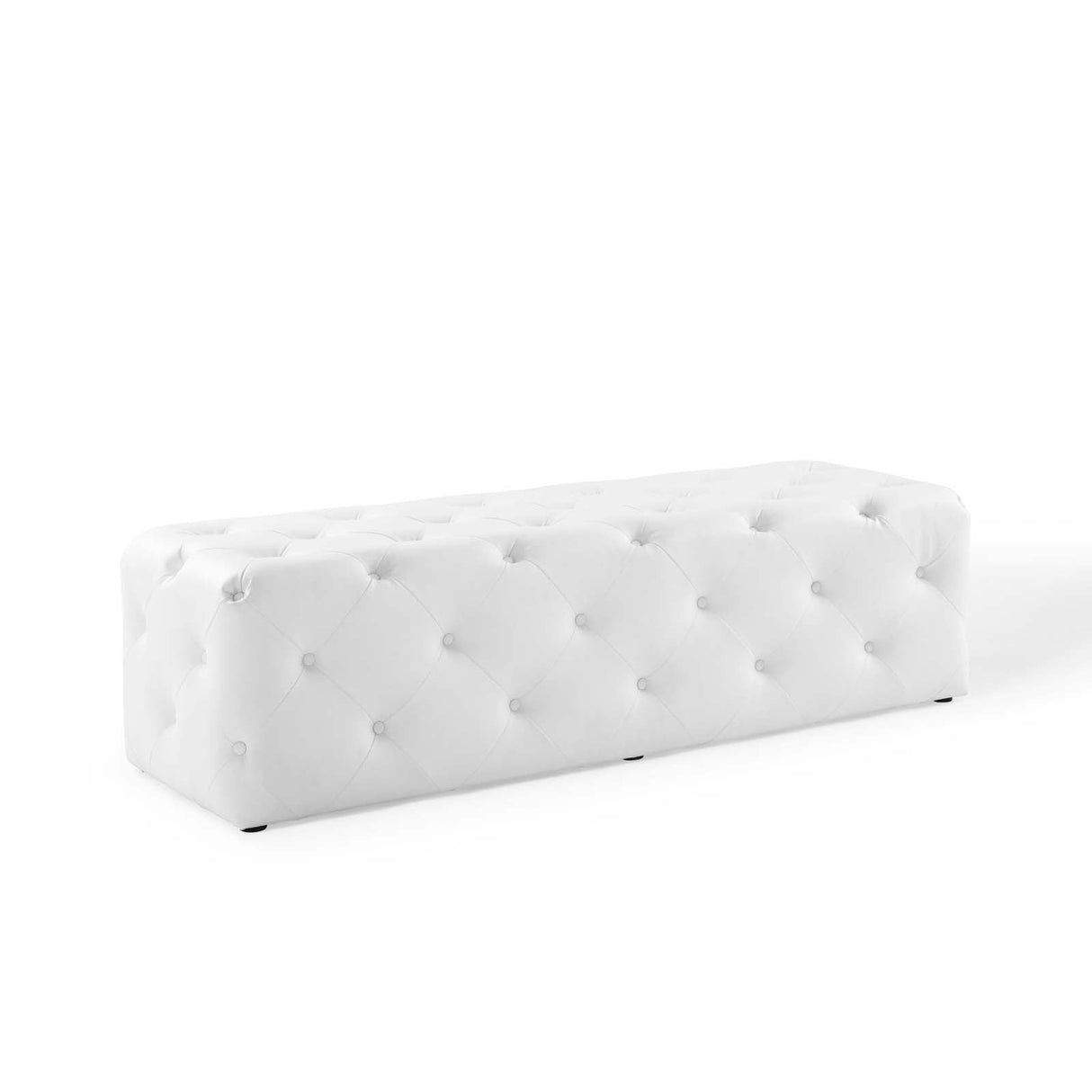 Amour 60" Tufted Button Entryway Faux Leather Bench - Modern Glamour & Hallway Accent Seating