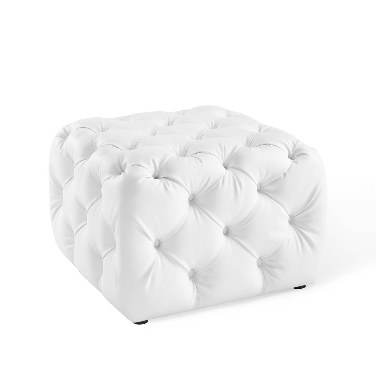 Amour Tufted Button Square Faux Leather Ottoman - Modern Glam & Versatile Footstool