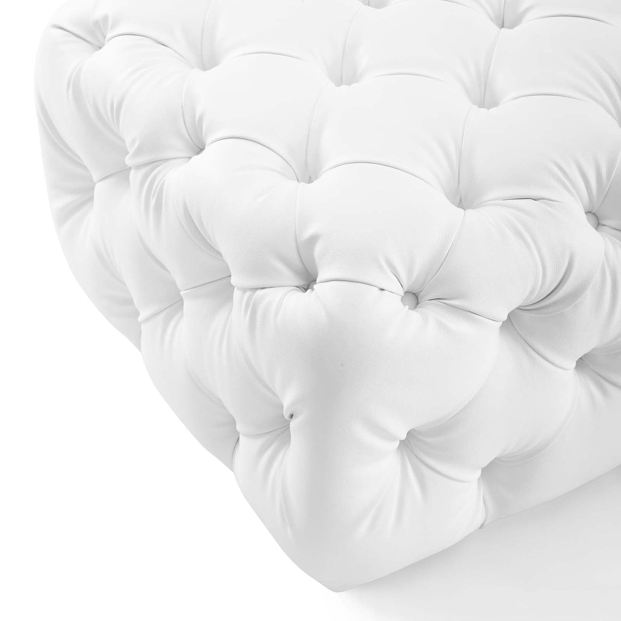Amour Tufted Button Square Faux Leather Ottoman - Modern Glam & Versatile Footstool
