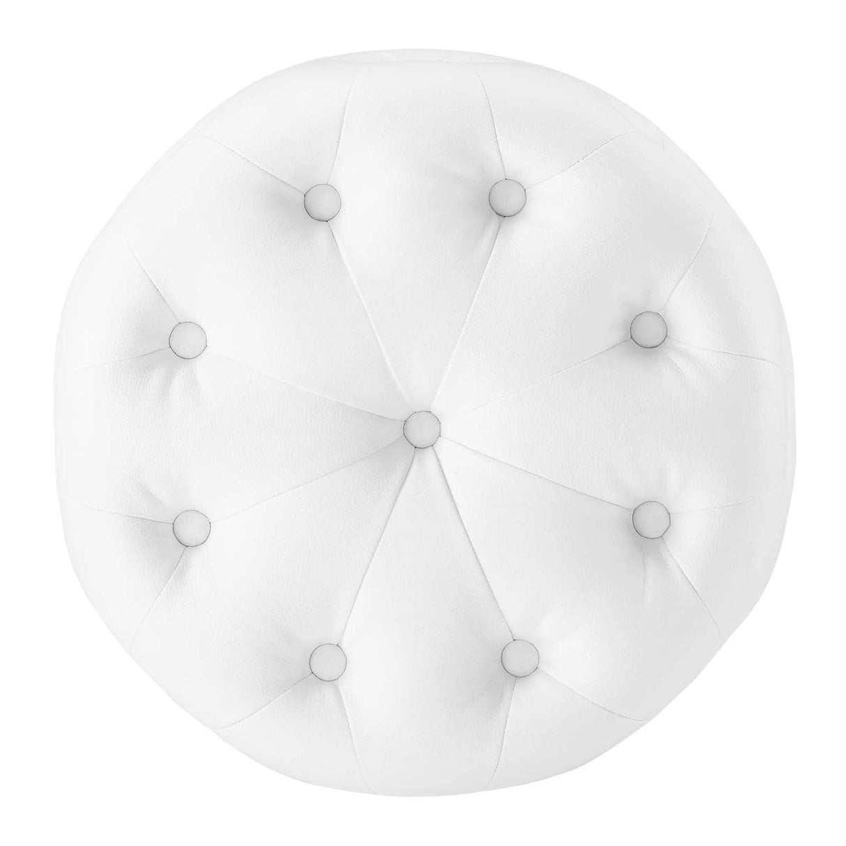 Amour Tufted Button Round Faux Leather Ottoman - Glam Deco & Versatile Footstool
