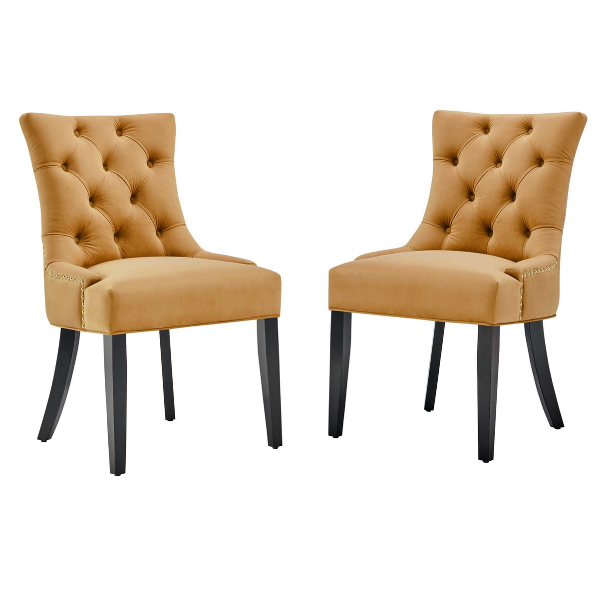 Regent Tufted Performance Velvet Dining Side Chairs - Set of 2 - French Vintage & Stain-Resistant