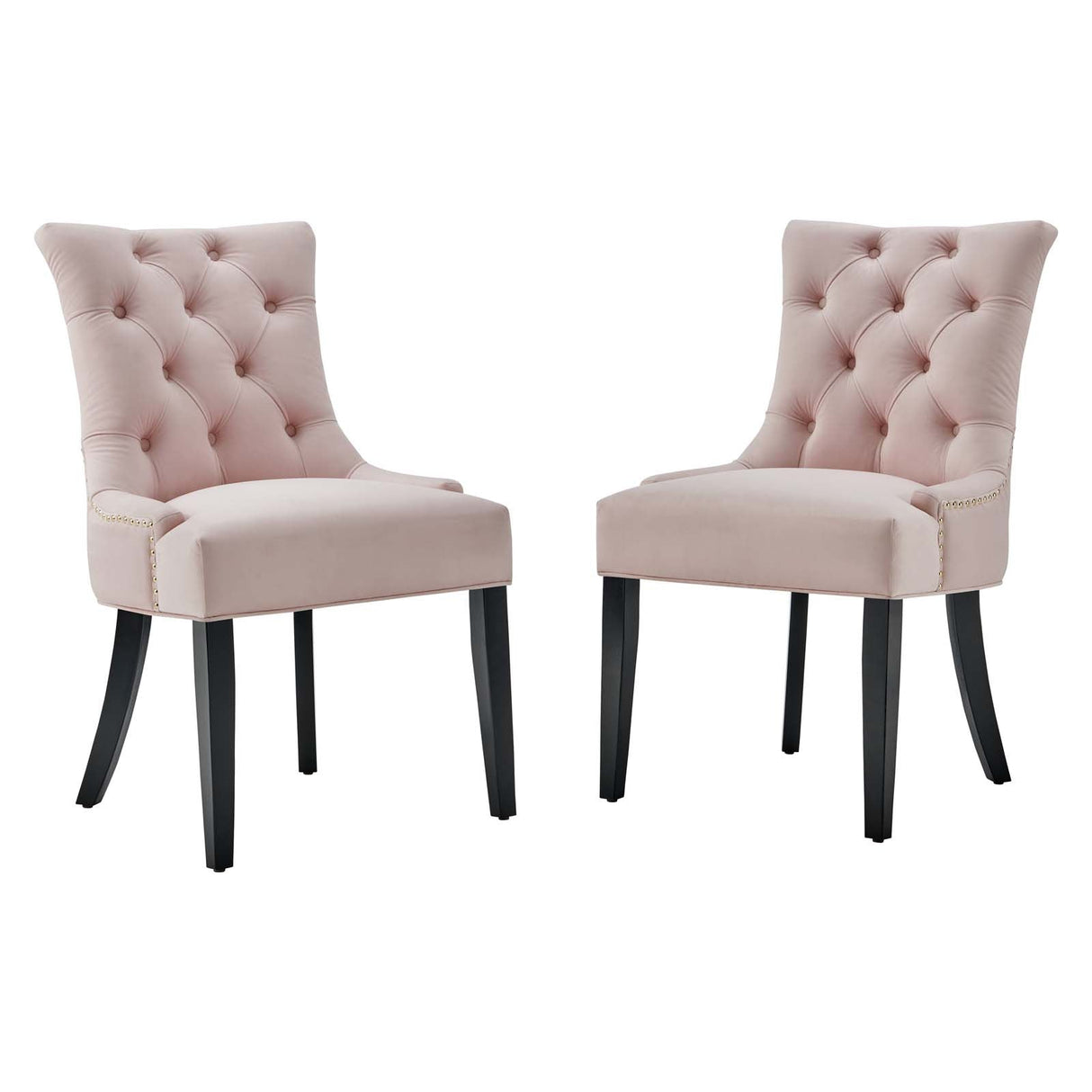 Regent Tufted Performance Velvet Dining Side Chairs - Set of 2 - French Vintage & Stain-Resistant