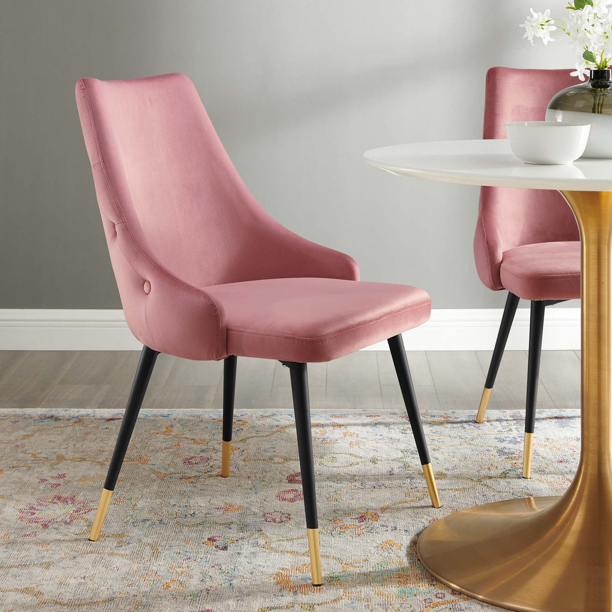 Adorn Tufted Performance Velvet Dining Side Chair - Glam Deco & Stain-Resistant