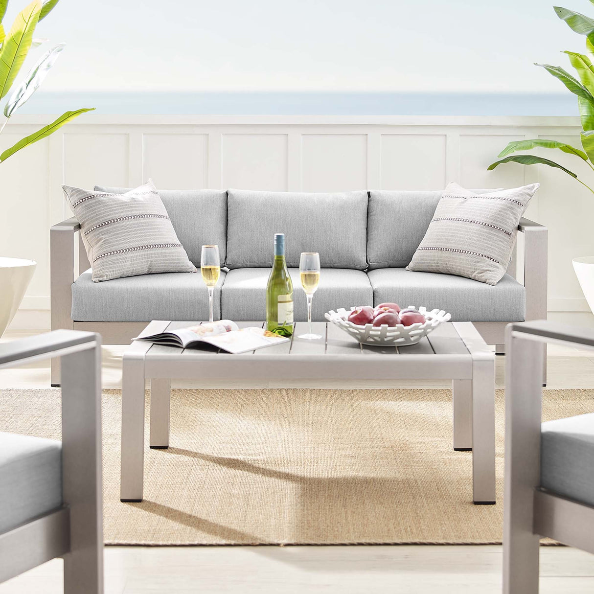 Shore Sunbrella® Fabric Outdoor Patio Aluminum 4 Piece Set