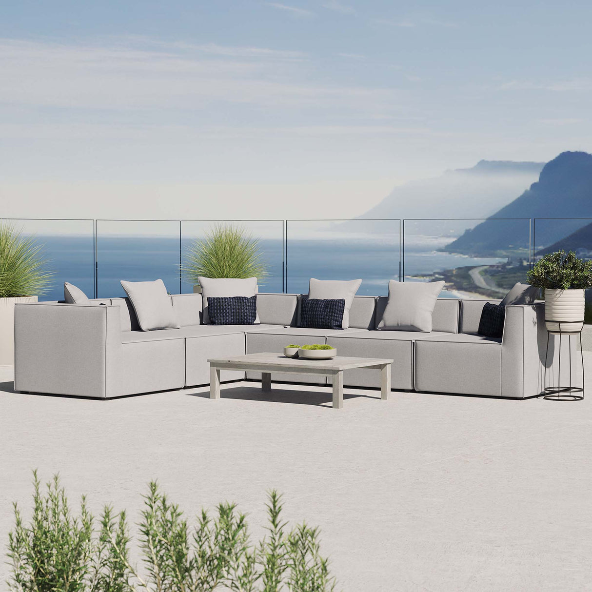 Saybrook Outdoor Patio Upholstered 6-Piece Sectional Sofa
