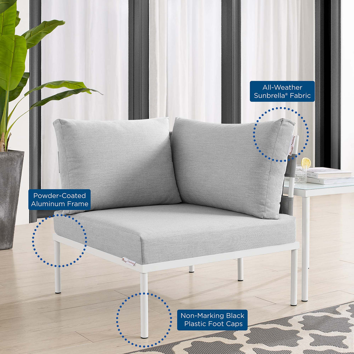 Harmony Sunbrella® Outdoor Patio Aluminum Corner Chair
