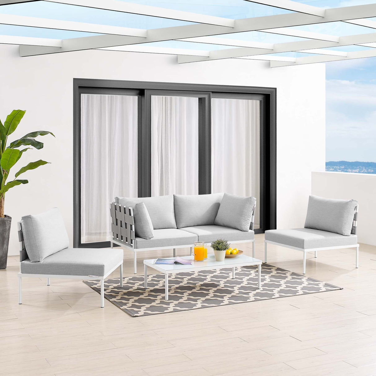 Harmony 4-Piece Sunbrella® Outdoor Patio Aluminum Seating Set