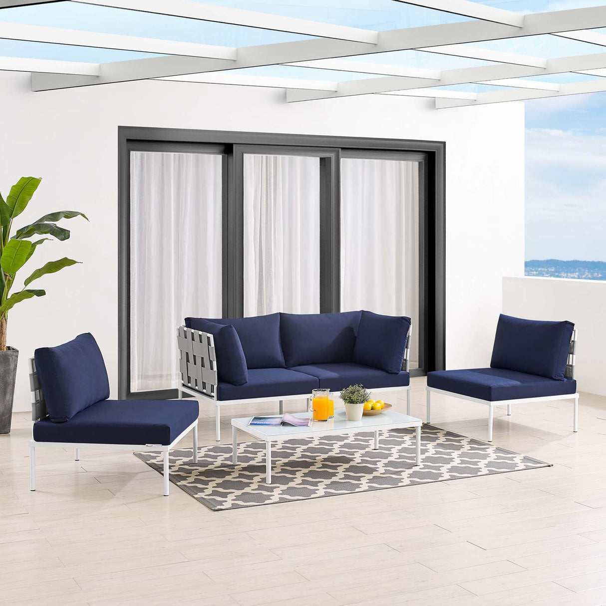 Harmony 4-Piece Sunbrella® Outdoor Patio Aluminum Seating Set