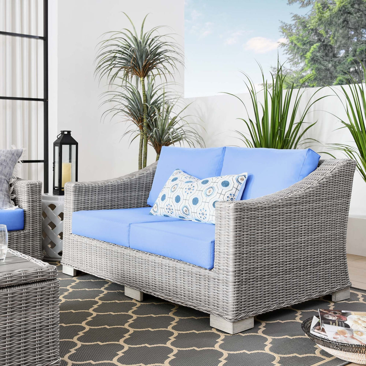 Conway Outdoor Patio Wicker Rattan Loveseat
