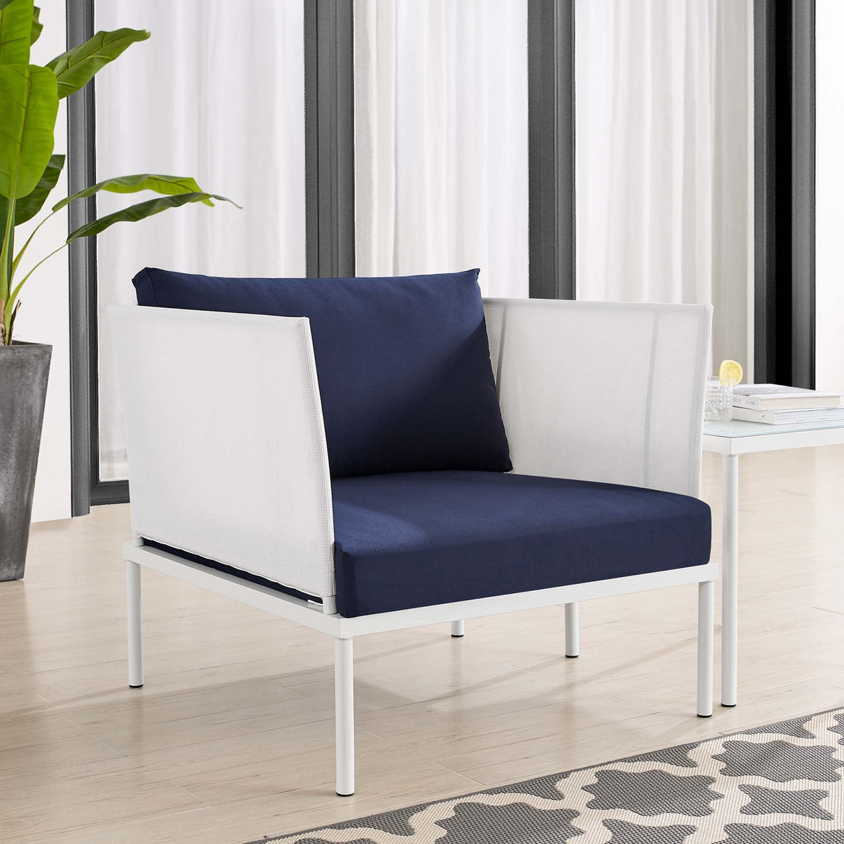 Harmony Sunbrella Outdoor Patio Aluminum Armchair (Modern Minimalist & Weather-Resistant Seating)