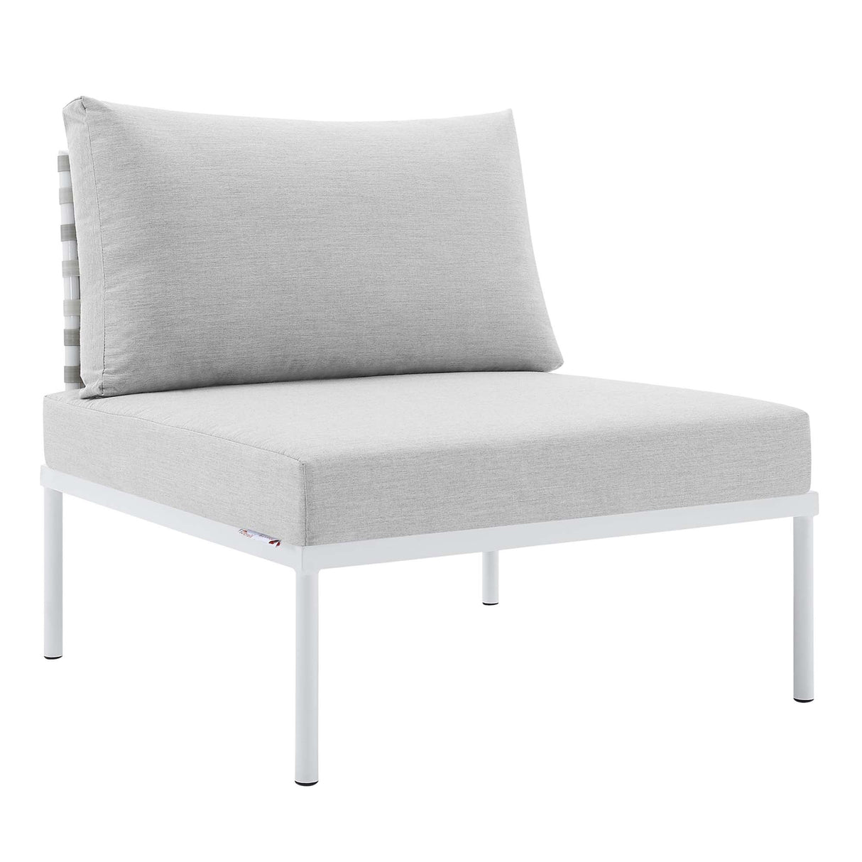 Harmony Sunbrella® Basket Weave Outdoor Patio Aluminum Armless Chair (Modern Coastal & Weather-Resistant Performance)
