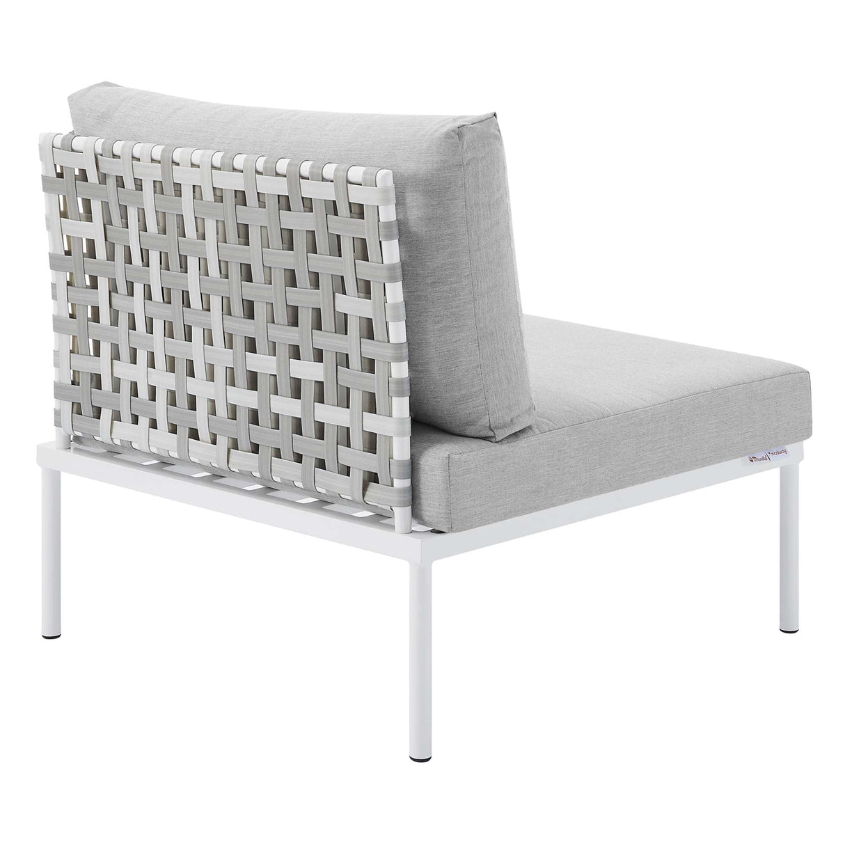 Harmony Sunbrella® Basket Weave Outdoor Patio Aluminum Armless Chair (Modern Coastal & Weather-Resistant Performance)
