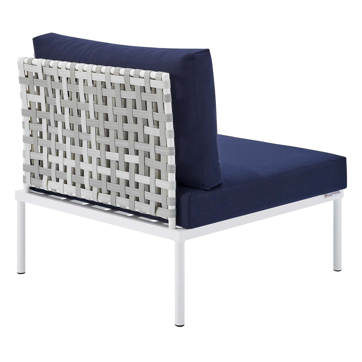 Harmony Sunbrella® Basket Weave Outdoor Patio Aluminum Armless Chair (Modern Coastal & Weather-Resistant Performance)