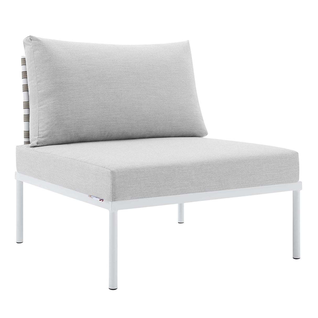 Harmony Sunbrella® Basket Weave Outdoor Patio Aluminum Armless Chair (Modern Coastal & Weatherproof Modular)