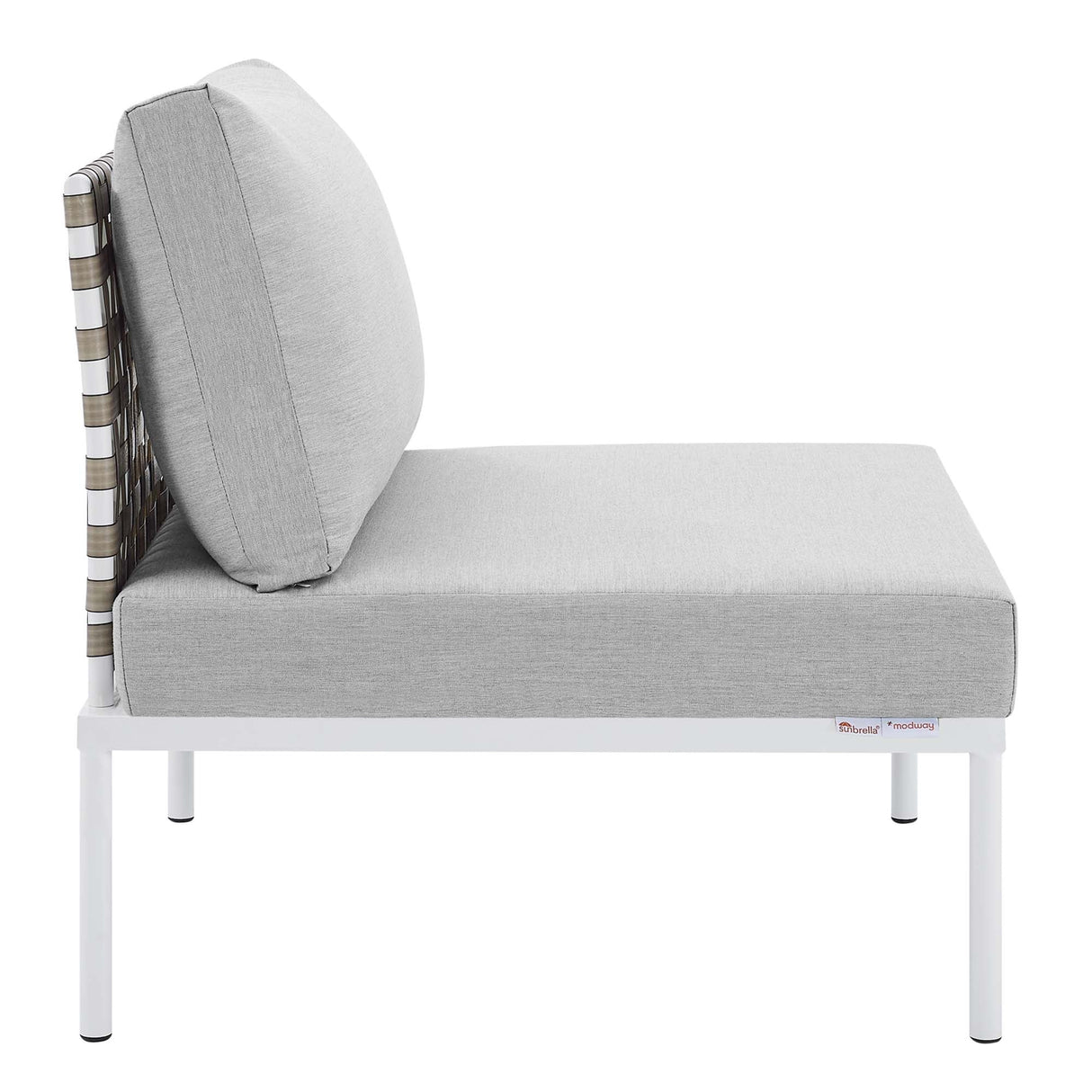 Harmony Sunbrella® Basket Weave Outdoor Patio Aluminum Armless Chair (Modern Coastal & Weatherproof Modular)