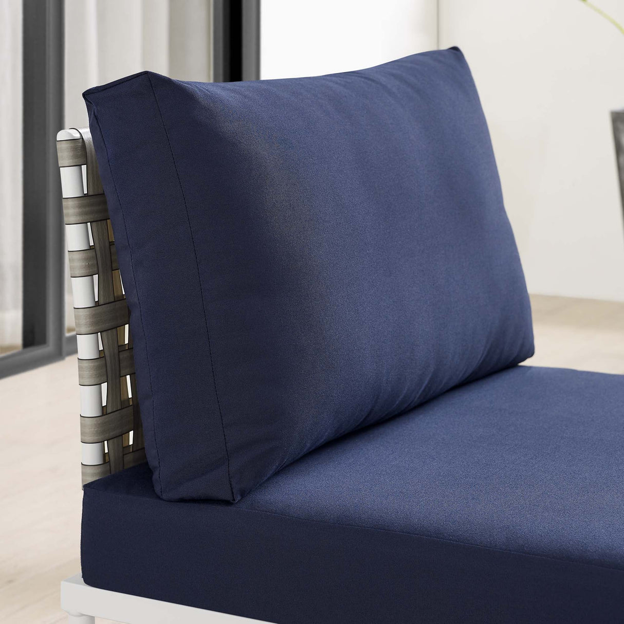 Harmony Sunbrella® Basket Weave Outdoor Patio Aluminum Armless Chair (Modern Coastal & Weatherproof Modular)