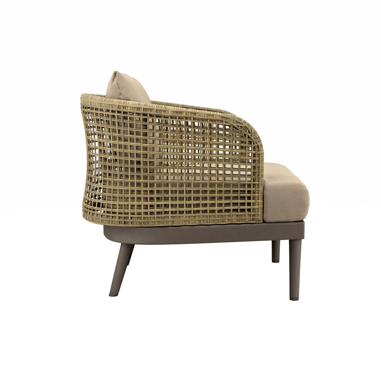 Meadow Rattan Wicker Outdoor Armchair with Plush Cushions - Modern Coastal & Weather-Resistant Seating