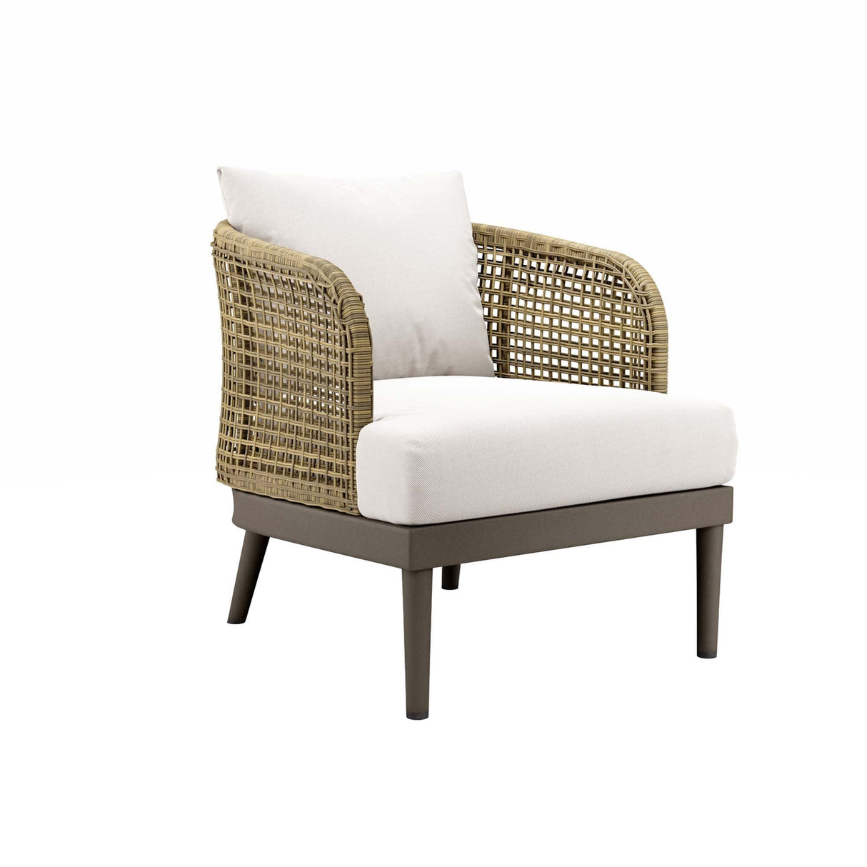 Meadow Rattan Wicker Outdoor Armchair with Plush Cushions - Modern Coastal & Weather-Resistant Seating