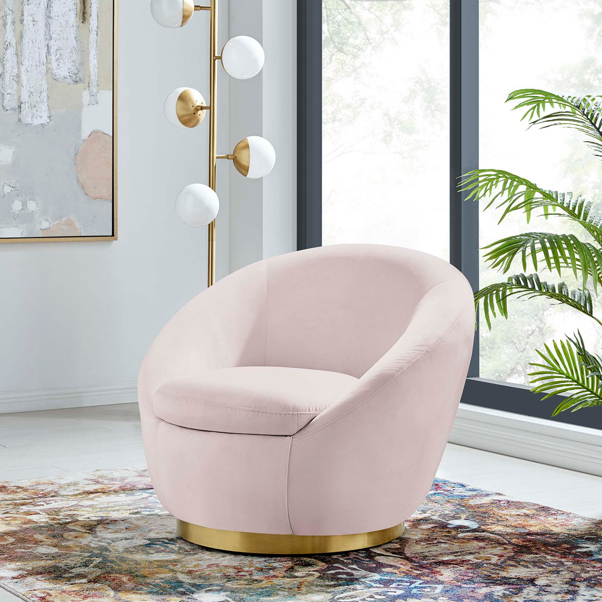 Buttercup Performance Velvet Swivel Chair - Modern Glam & Stain-Resistant
