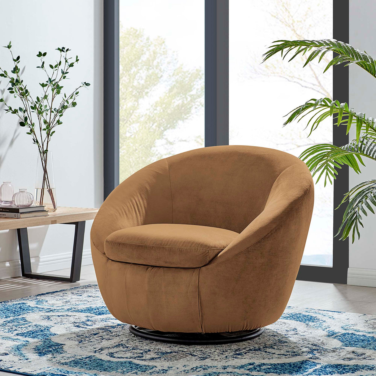 Buttercup Performance Velvet Swivel Chair - Modern Glam & Stain-Resistant