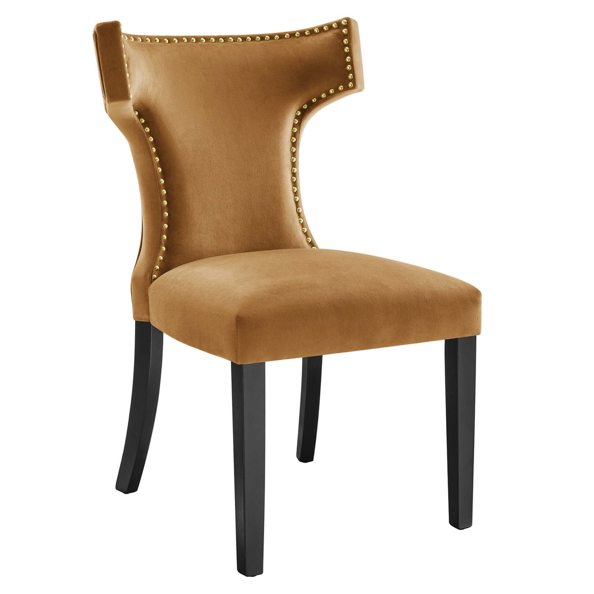 Curve Performance Velvet Dining Chairs - Set of 2 - Mid-Century Modern & Stain-Resistant