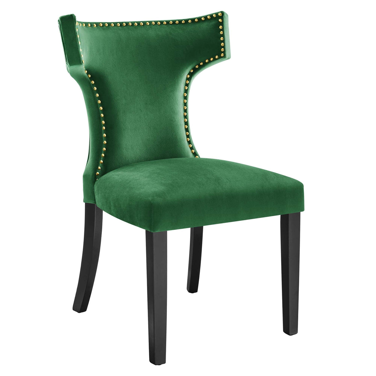 Curve Performance Velvet Dining Chairs - Set of 2 - Mid-Century Modern & Stain-Resistant