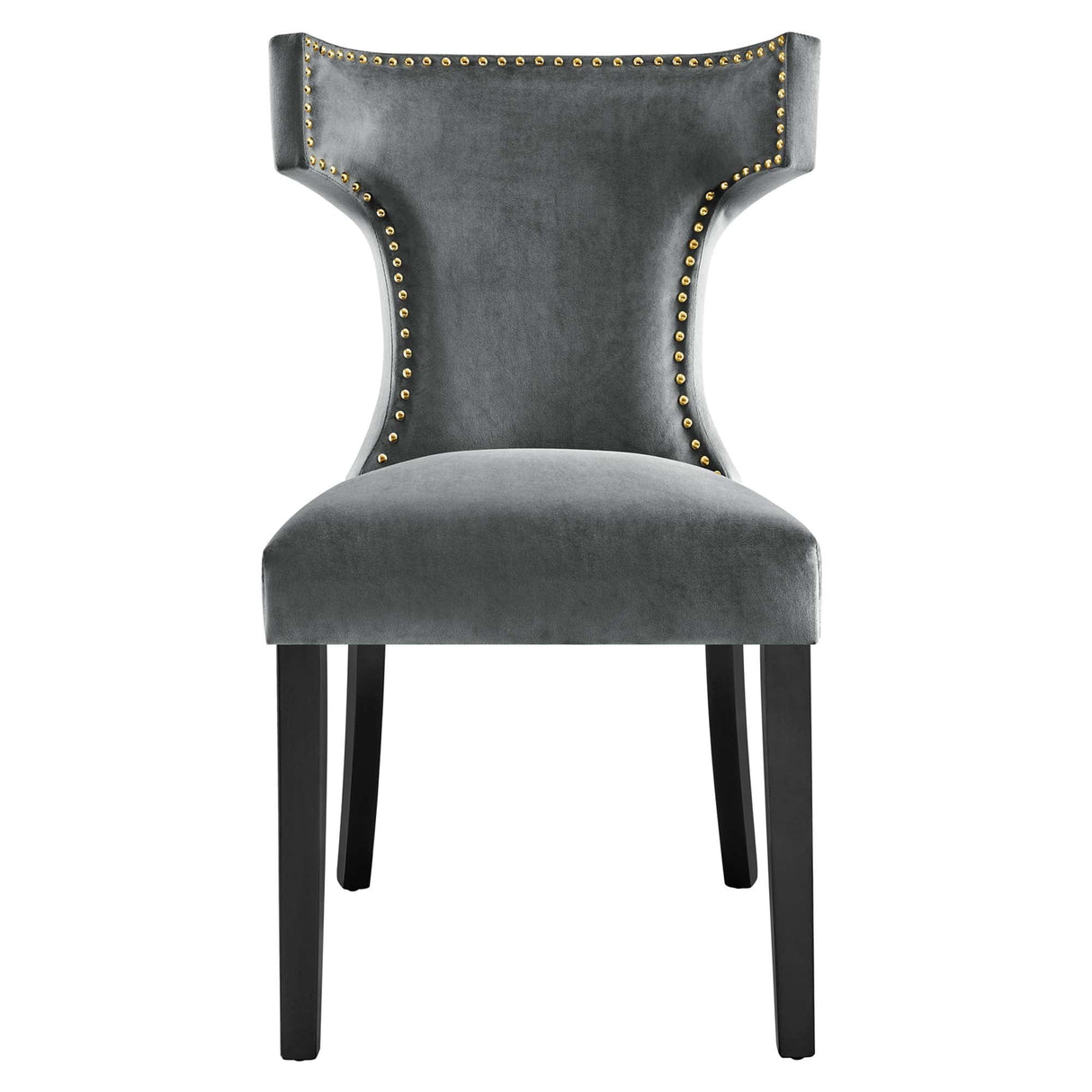 Curve Performance Velvet Dining Chairs - Set of 2 - Mid-Century Modern & Stain-Resistant