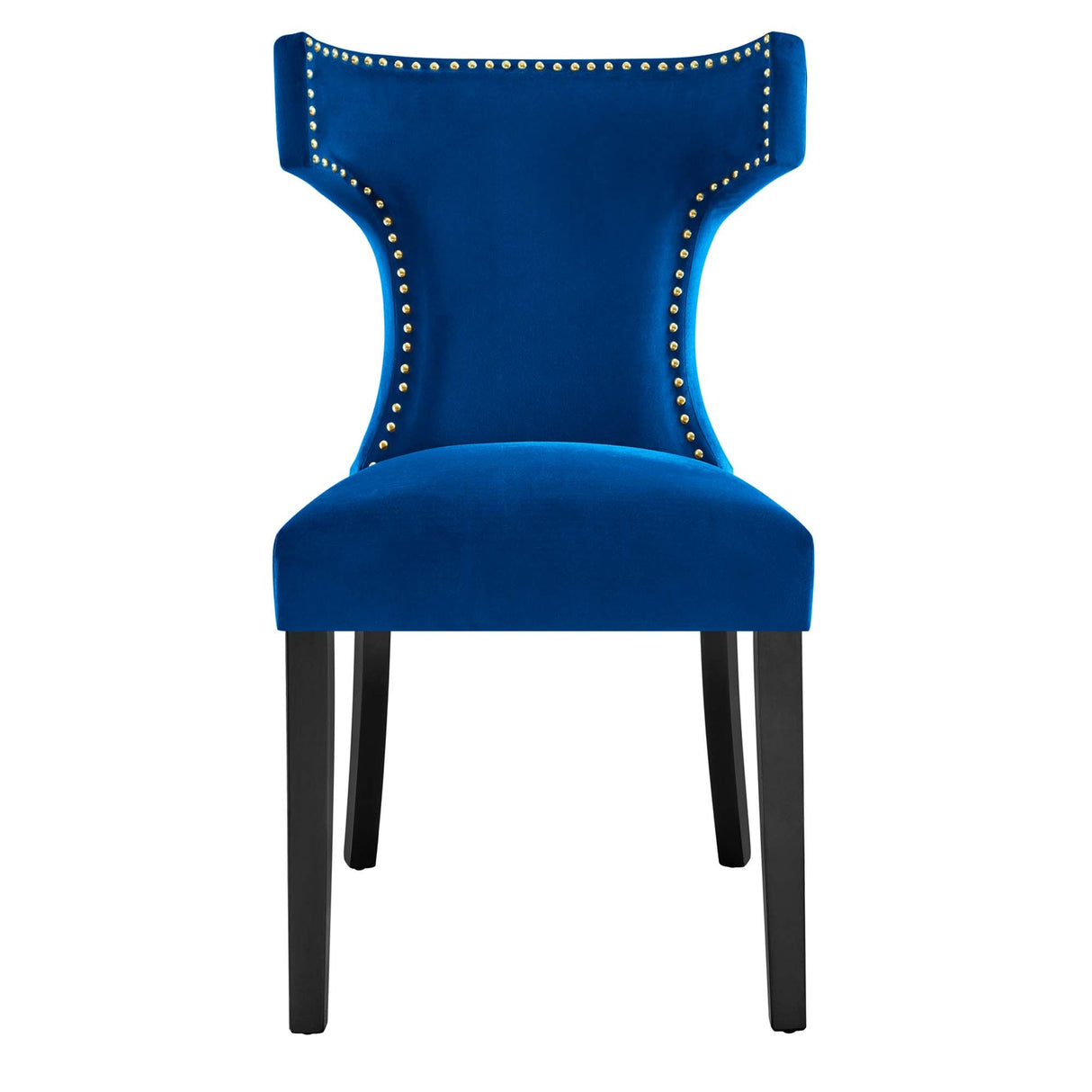 Curve Performance Velvet Dining Chairs - Set of 2 - Mid-Century Modern & Stain-Resistant