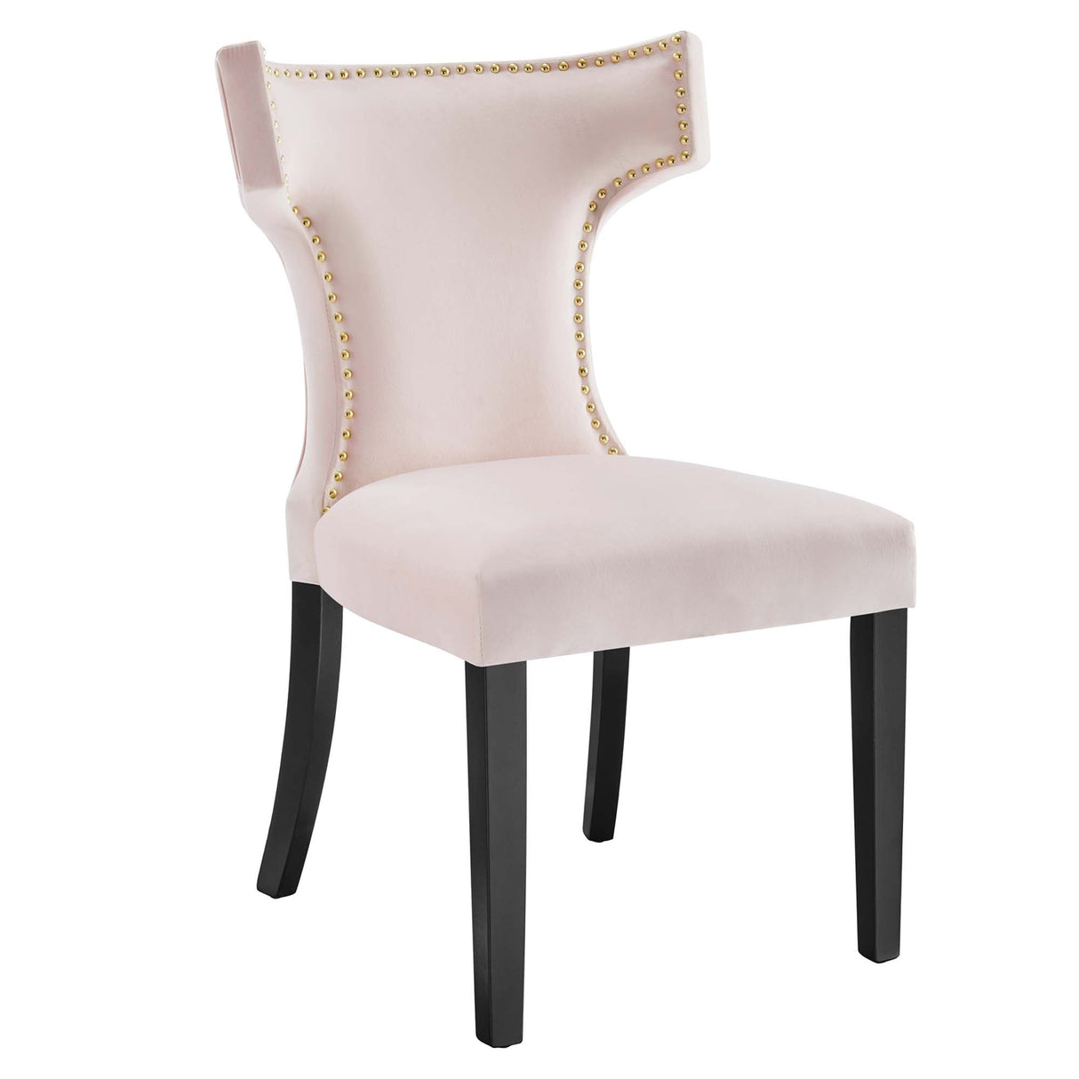 Curve Performance Velvet Dining Chairs - Set of 2 - Mid-Century Modern & Stain-Resistant