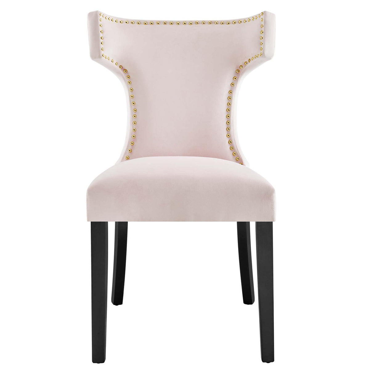 Curve Performance Velvet Dining Chairs - Set of 2 - Mid-Century Modern & Stain-Resistant