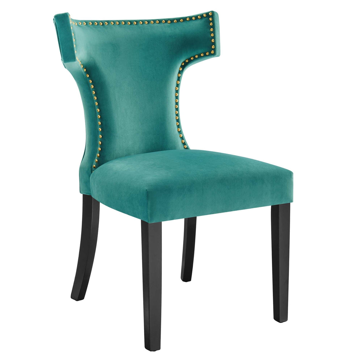 Curve Performance Velvet Dining Chairs - Set of 2 - Mid-Century Modern & Stain-Resistant