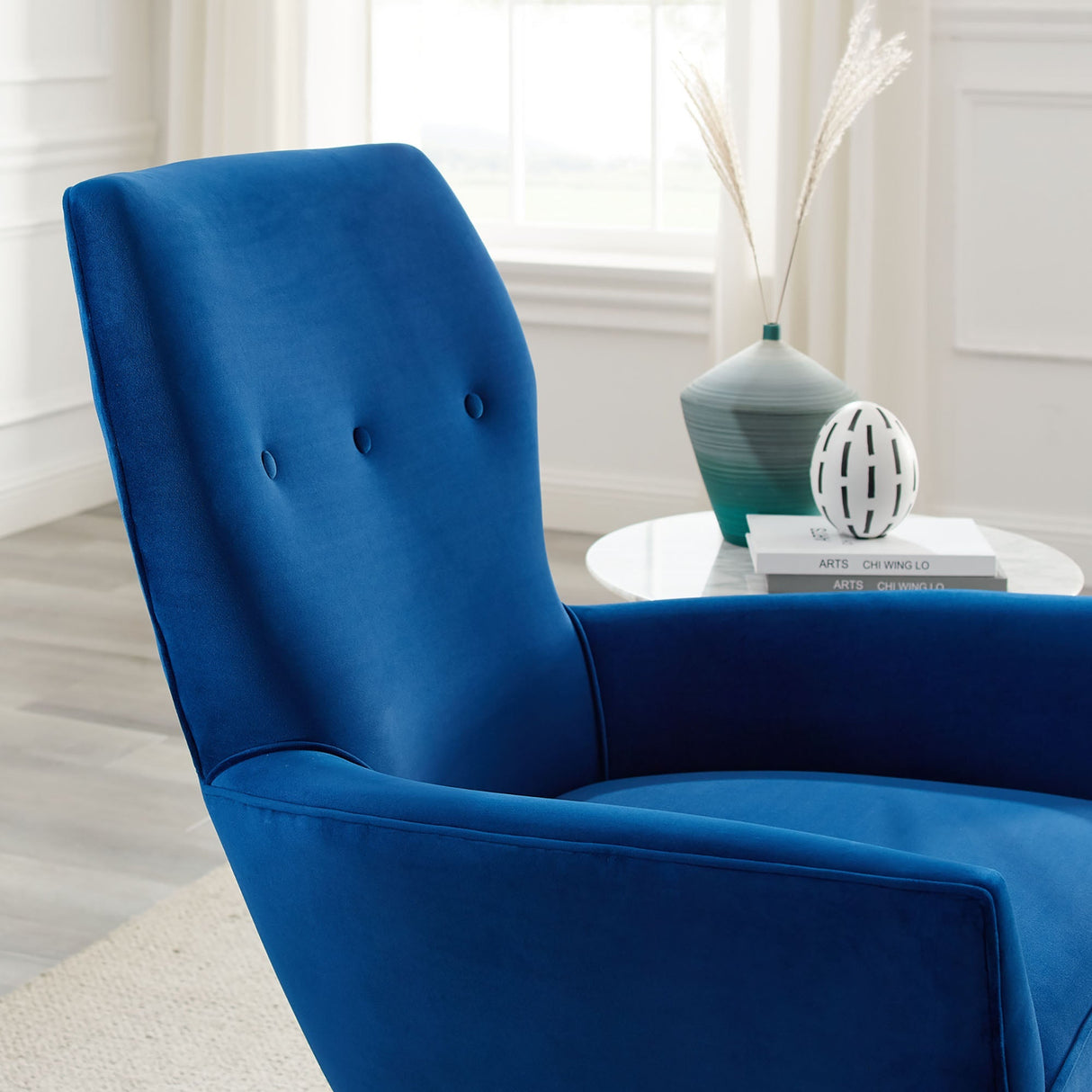 Renata Button Tufted Performance Velvet Armchair - Mid-Century Modern & Stain-Resistant