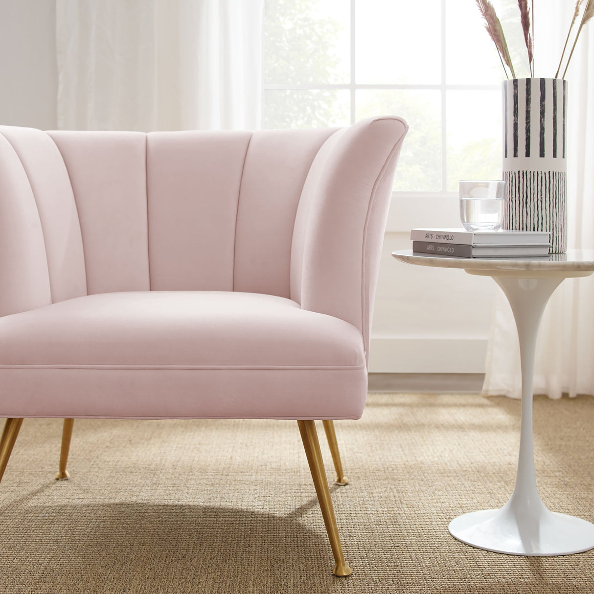 Veronica Channel Tufted Performance Velvet Armchair - Mid-Century Modern & Stain-Resistant