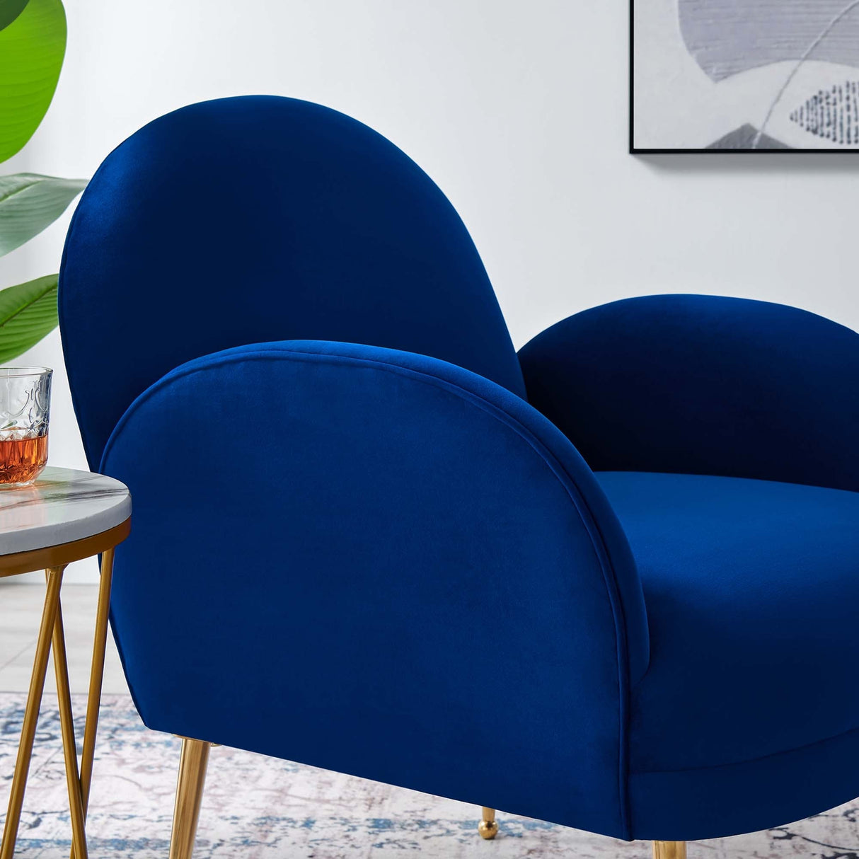 Transcend Performance Velvet Armchair - Mid-Century Modern & Stain-Resistant