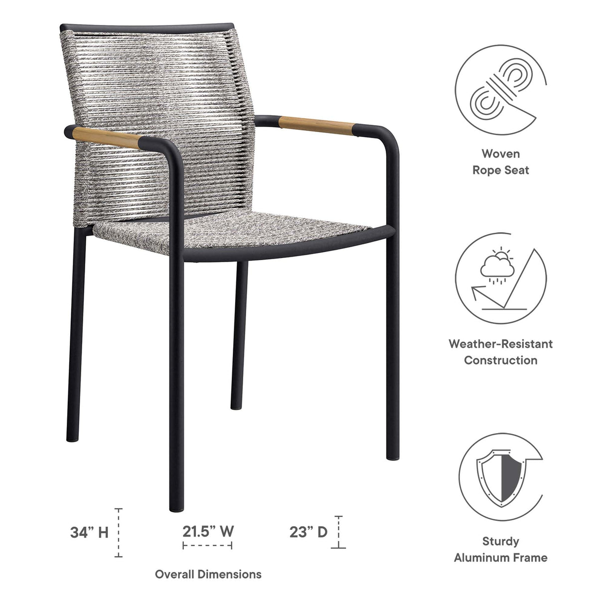 Serenity Modern Aluminum Outdoor Dining Armchairs Set of 2 - Contemporary & Weather-Resistant