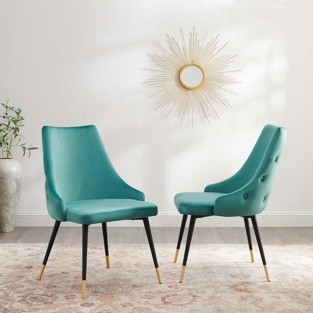 Adorn Dining Side Chair Performance Velvet Set of 2 - Modern Glam & Stain-Resistant