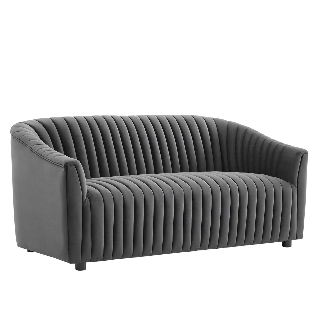 Announce Performance Velvet Channel Tufted Loveseat - Mid-Century Modern & Stain-Resistant